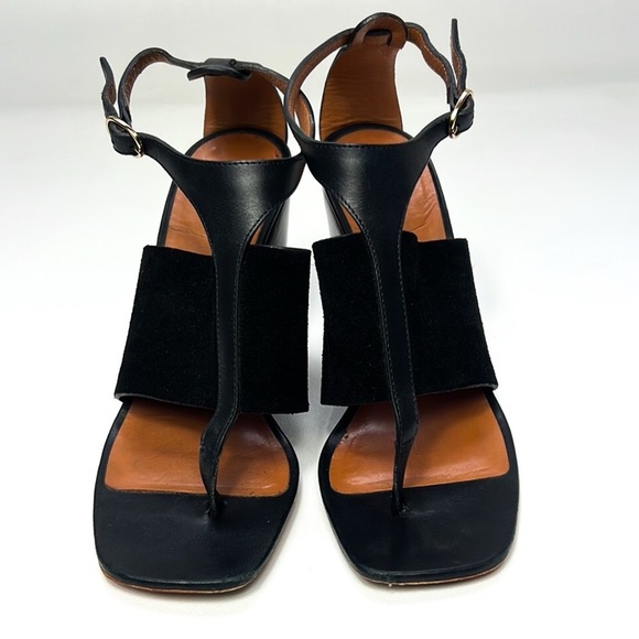 Celine Crosta Black Calf 35.5 T Strap Sandals Original - Picture 2 of 9